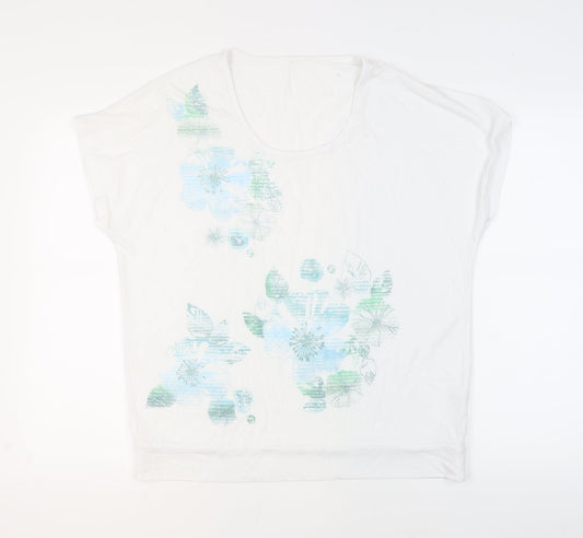 Bm Women's White Floral T-Shirt Size 18