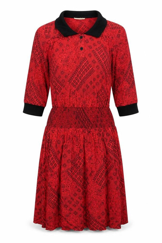 Richards Women's Red 3/4 Sleeve Geometric Dress
