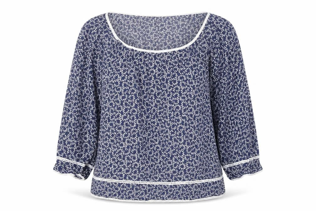 Boho Australia Women's Blue Floral Tunic Blouse, Size S