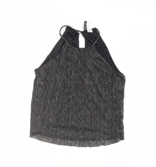 H&M Women's Black Metallic Halter Tank Top Size 6