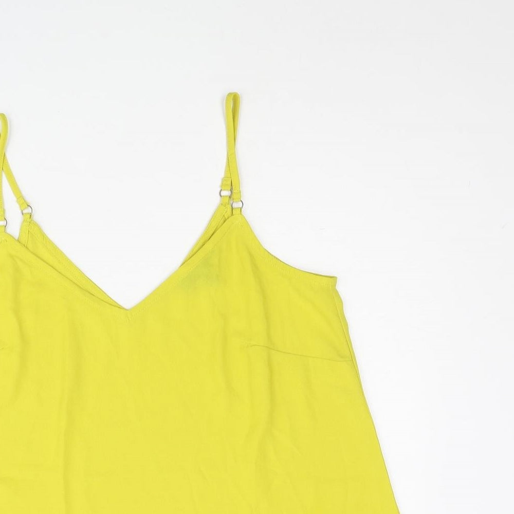 New Look Womens Yellow Polyester Camisole Blouse Size 12 V-Neck