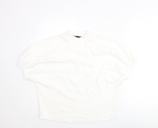 Zara Womens White Polyester Basic Blouse Size S Mock Neck
