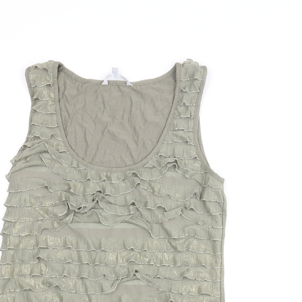 Red Herring Womens Green Polyester Camisole Blouse Size 14 Scoop Neck - Frill Detail