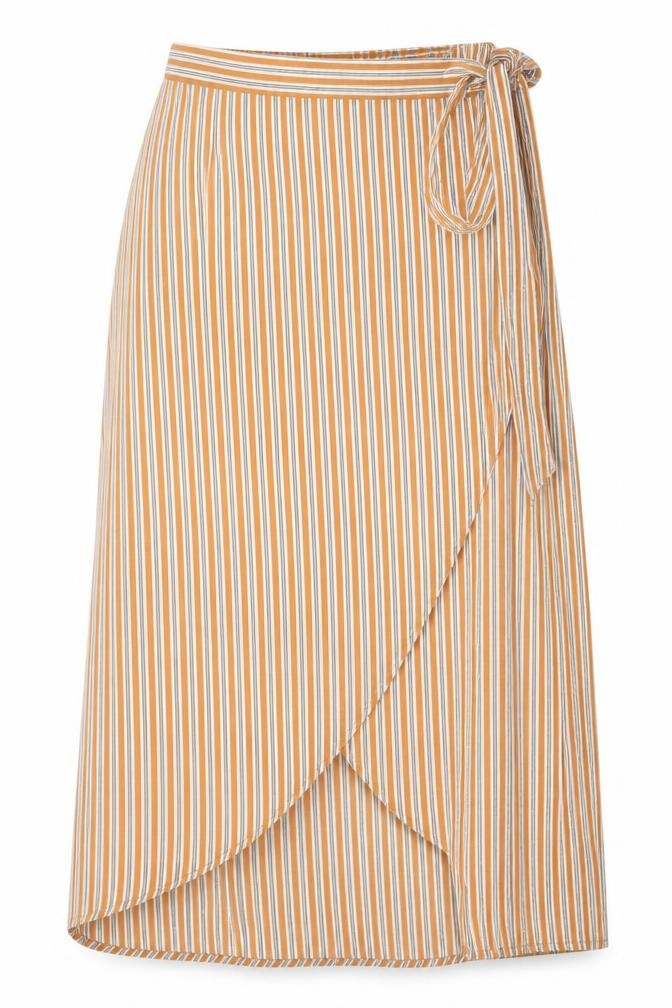 PRETTYLITTLETHING Womens Orange Striped Polyester Wrap Skirt Size 8 Tie