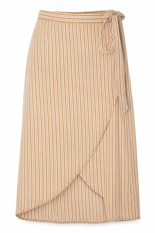 PRETTYLITTLETHING Womens Orange Striped Polyester Wrap Skirt Size 8 Tie