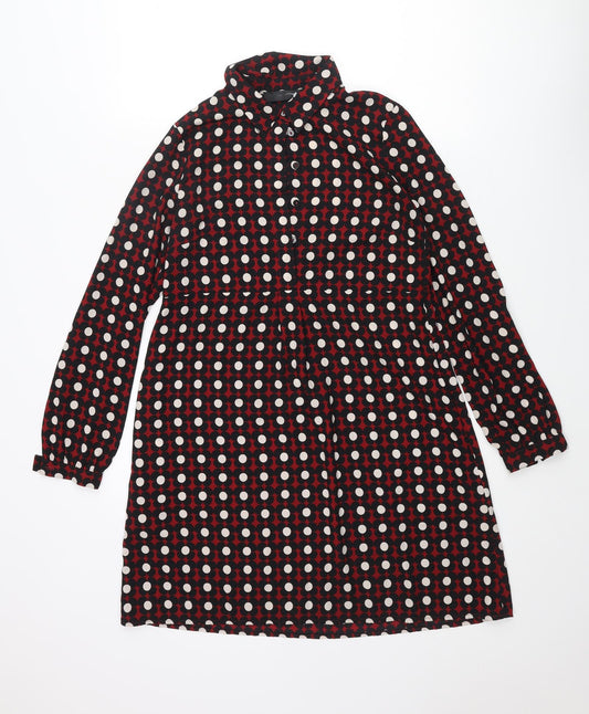 Hallhuber Womens Multicoloured Geometric Polyester Shirt Dress Size 6 Collared Button - Floral Pattern