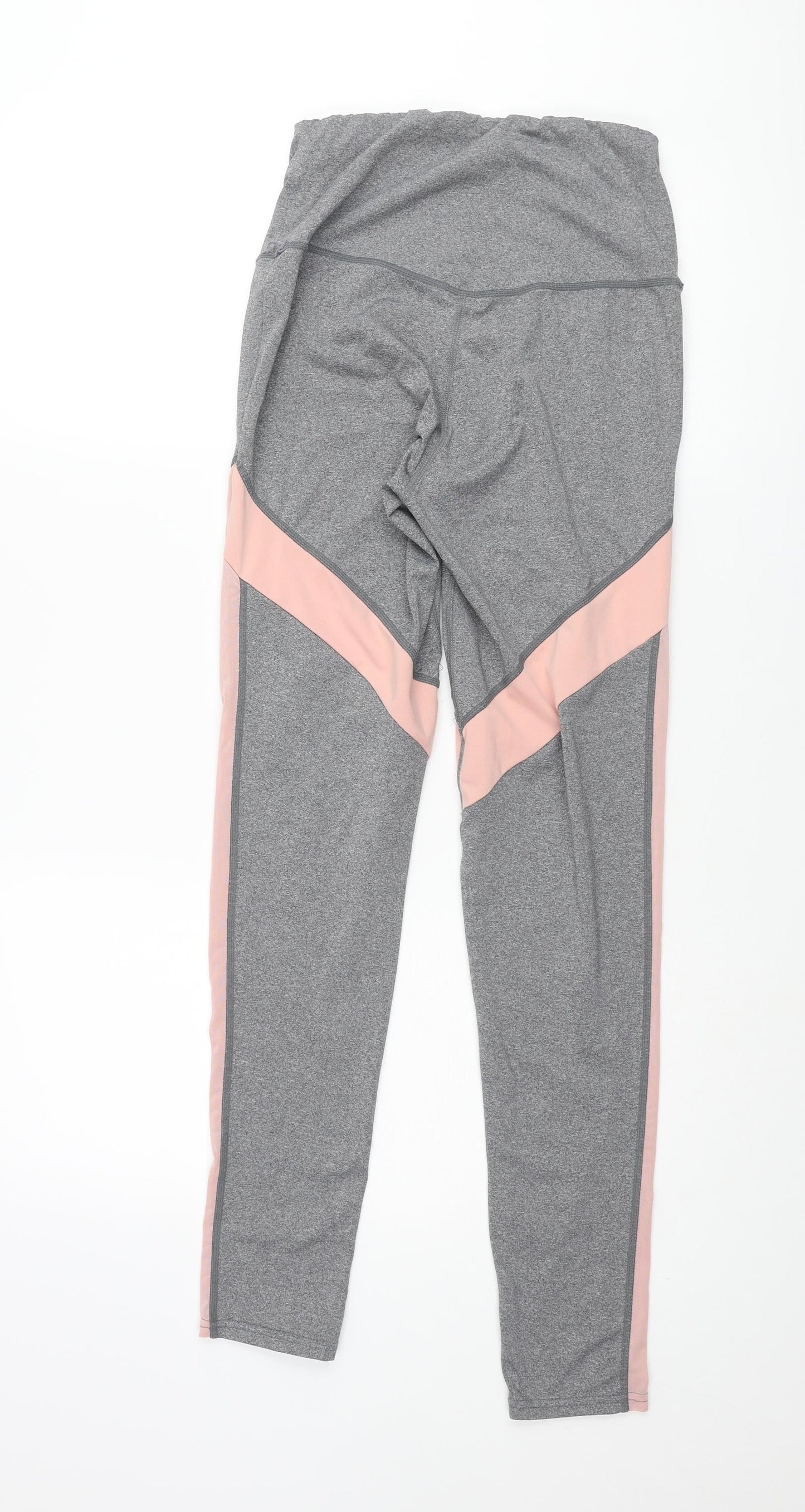 South Beach Womens Grey Colourblock Polyester Cropped Leggings Size 10 L30 in Regular Pullover - Mesh Side Detail