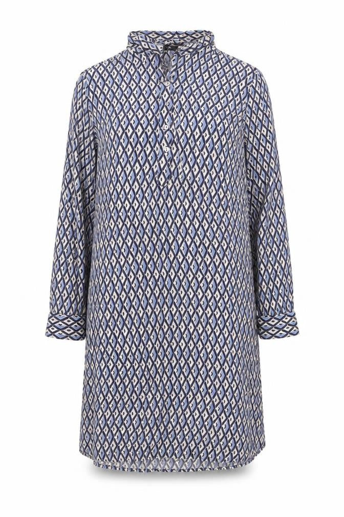 Milano Womens Multicoloured Geometric Viscose Shift Size 12 Collared Button