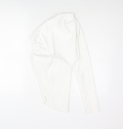 Zara Womens White Polyester Basic Blouse Size S One Shoulder - Asymmetric Hem Rouched
