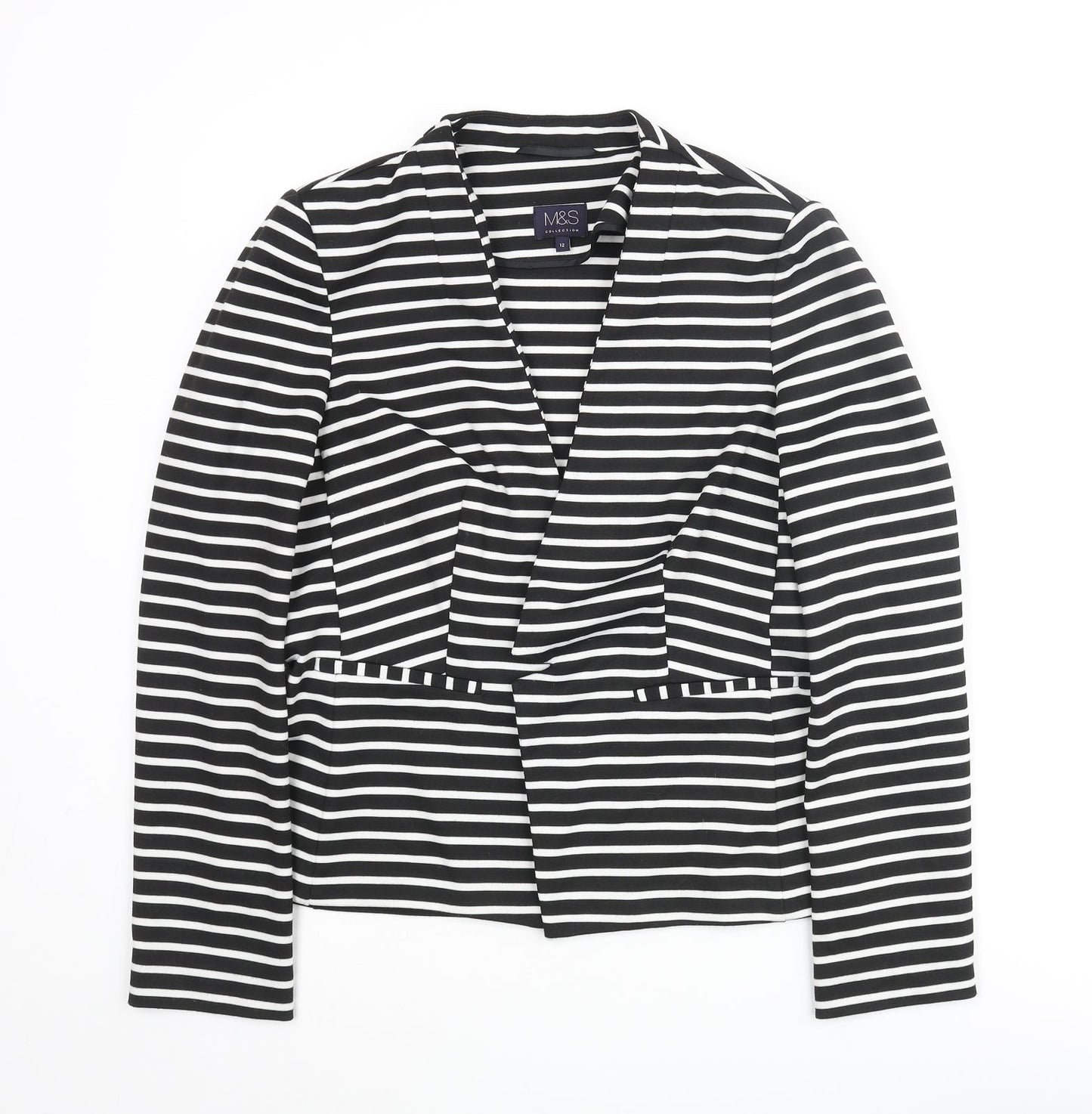 Marks and Spencer Womens Black Striped Jacket Size 12