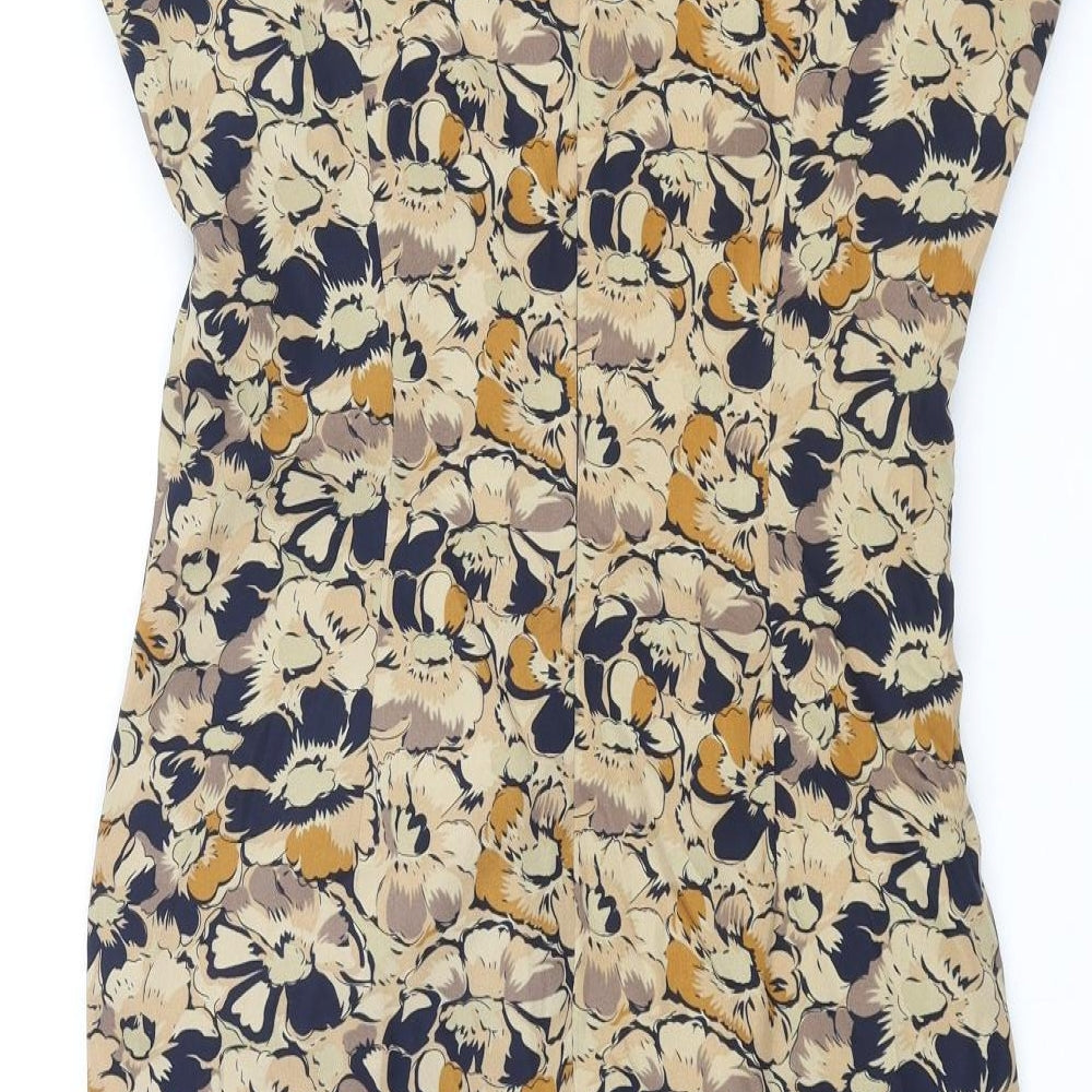 Gharani Strok Womens Multicoloured Floral Polyester Pencil Dress Size 10 Round Neck Zip - Rouched