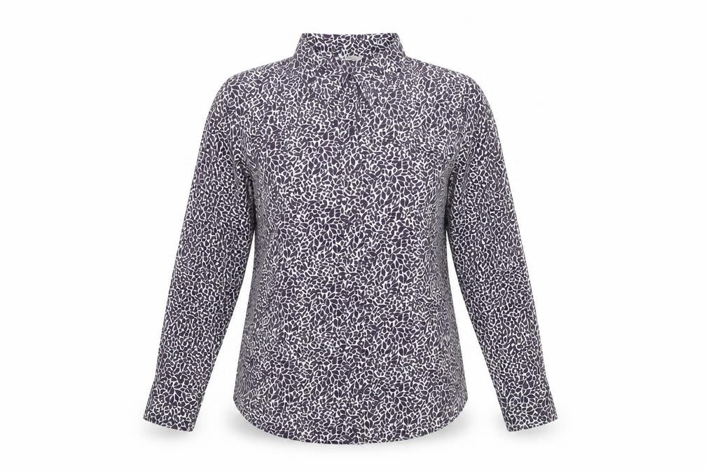 Marks & Spencer Womens Purple Geometric Polyester Basic Button-Up Size 16 Collared