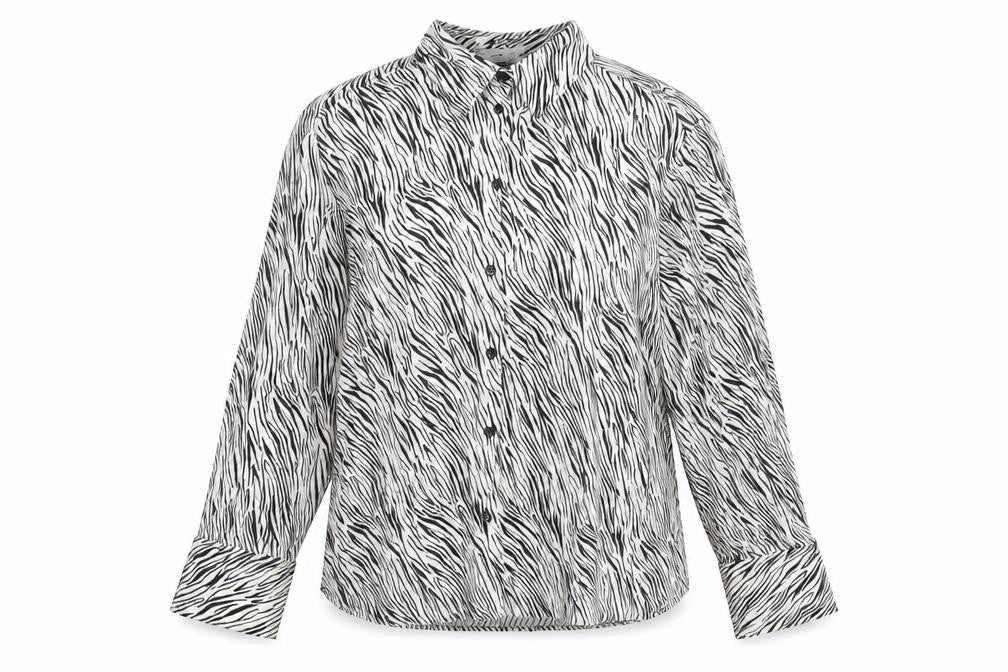 Mango Womens Beige Animal Print Viscose Basic Blouse Size XL Collared - Zebra Print
