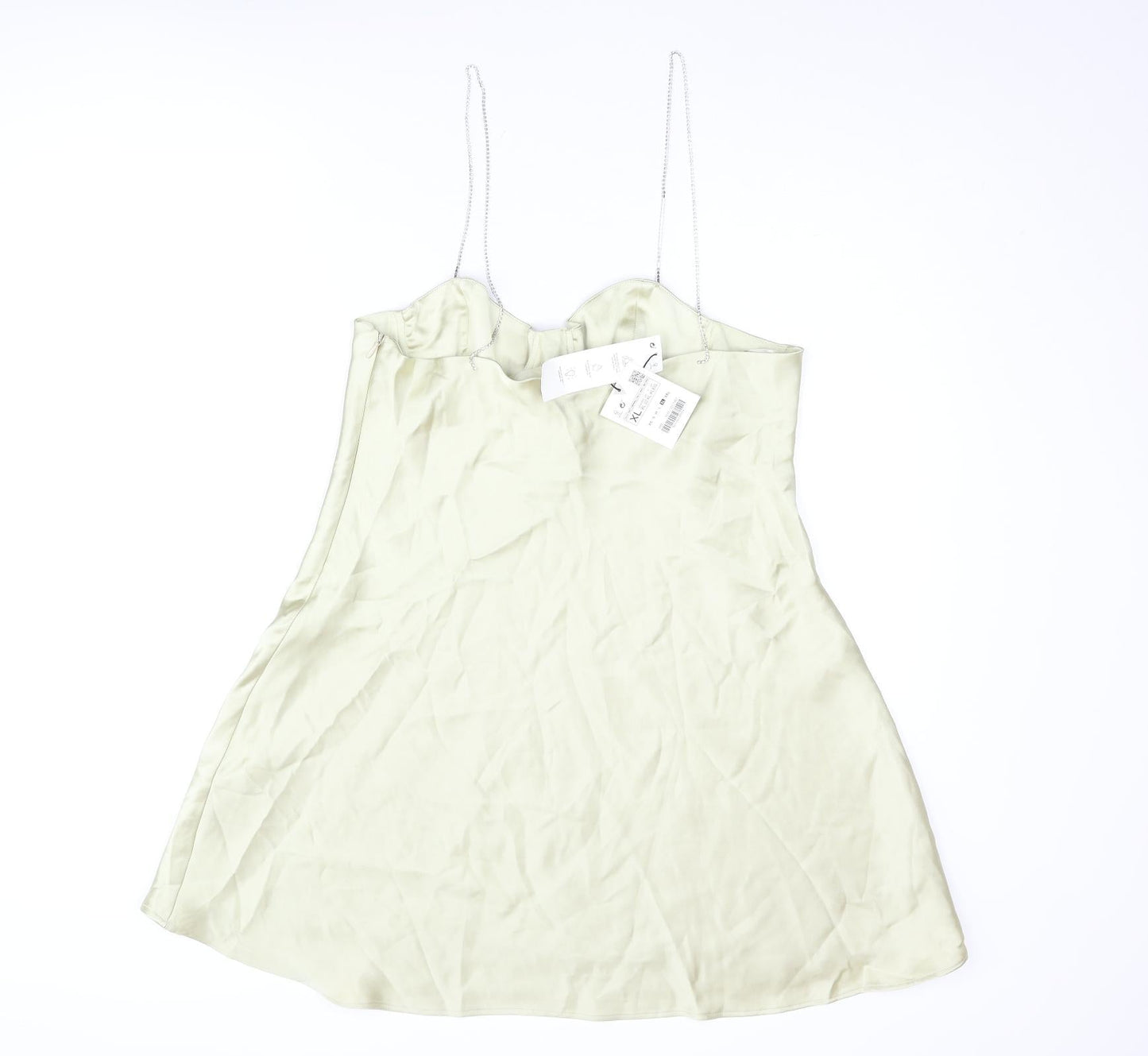 Zara Womens Gold Polyester A-Line Size XL Sweetheart Zip - Rhinestone Strap