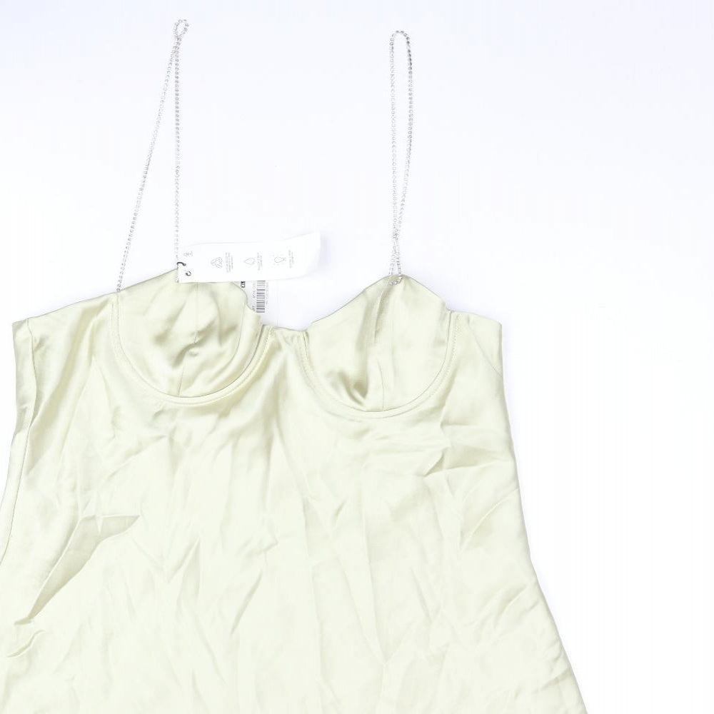 Zara Womens Gold Polyester A-Line Size XL Sweetheart Zip - Rhinestone Strap