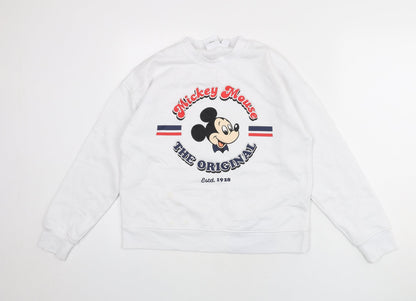 Preloved Disney Womens White Polyester Pullover Sweatshirt Size 6 Pullover - Size 6-8, Mickey Mouse - Front