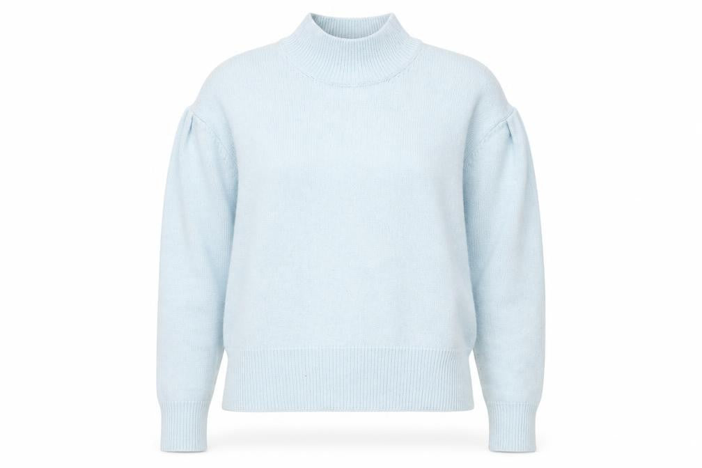 Marks & Spencer Womens Blue Mock Neck Polyester Pullover Jumper Size M