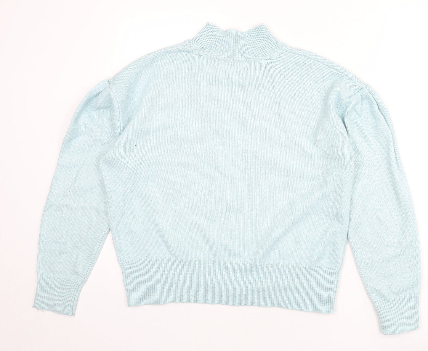 Marks and Spencer Womens Blue Mock Neck Polyester Pullover Jumper Size M