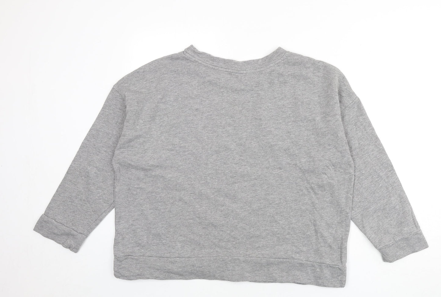 Marks and Spencer Womens Grey Cotton Pullover Sweatshirt Size 16 Pullover - Floral Detail