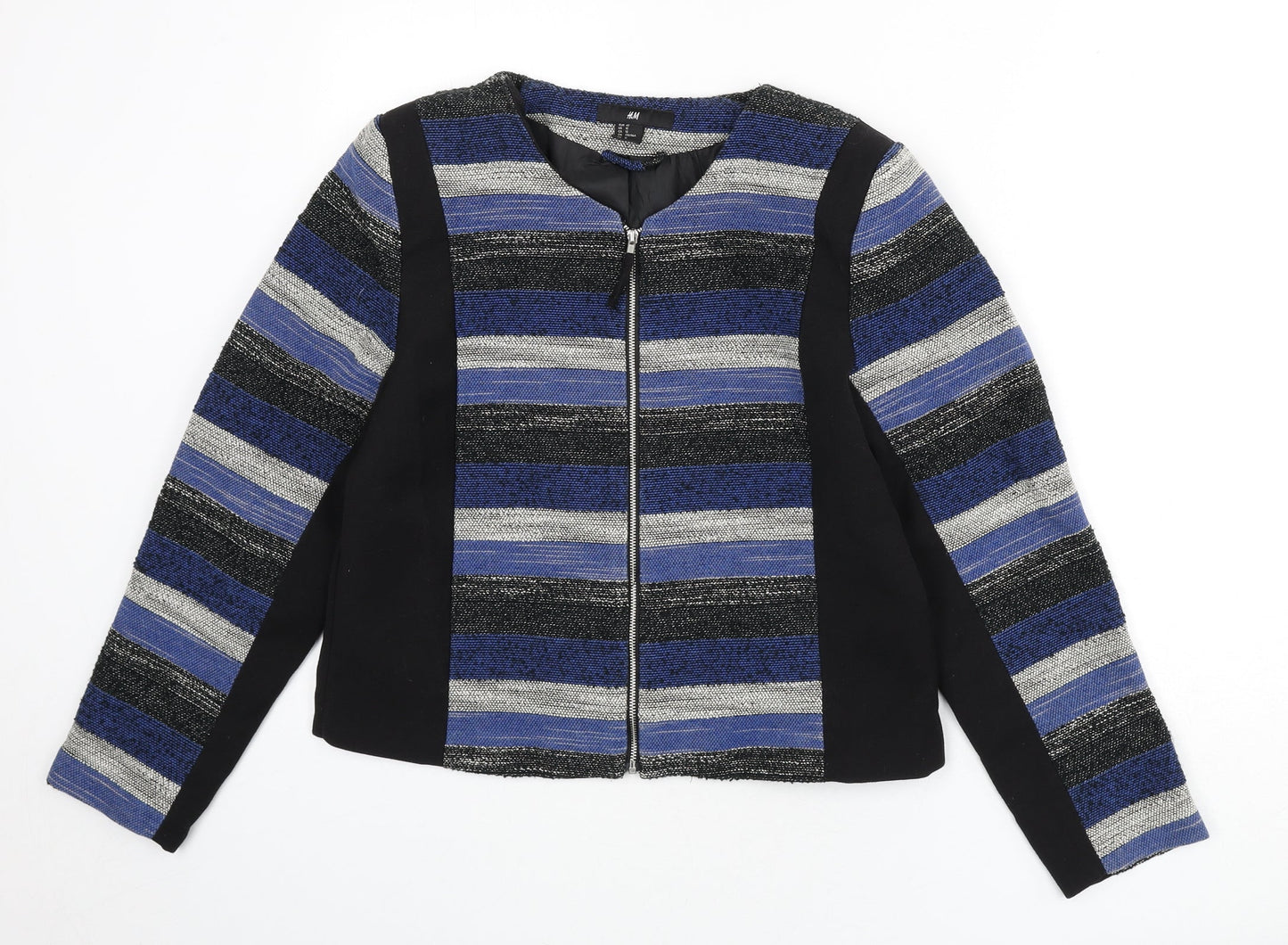 H&M Womens Multicoloured Striped Jacket Size 16 Zip