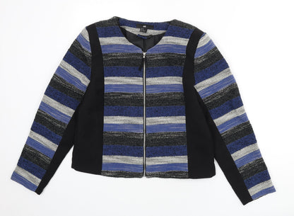 H&M Womens Multicoloured Striped Jacket Size 16 Zip