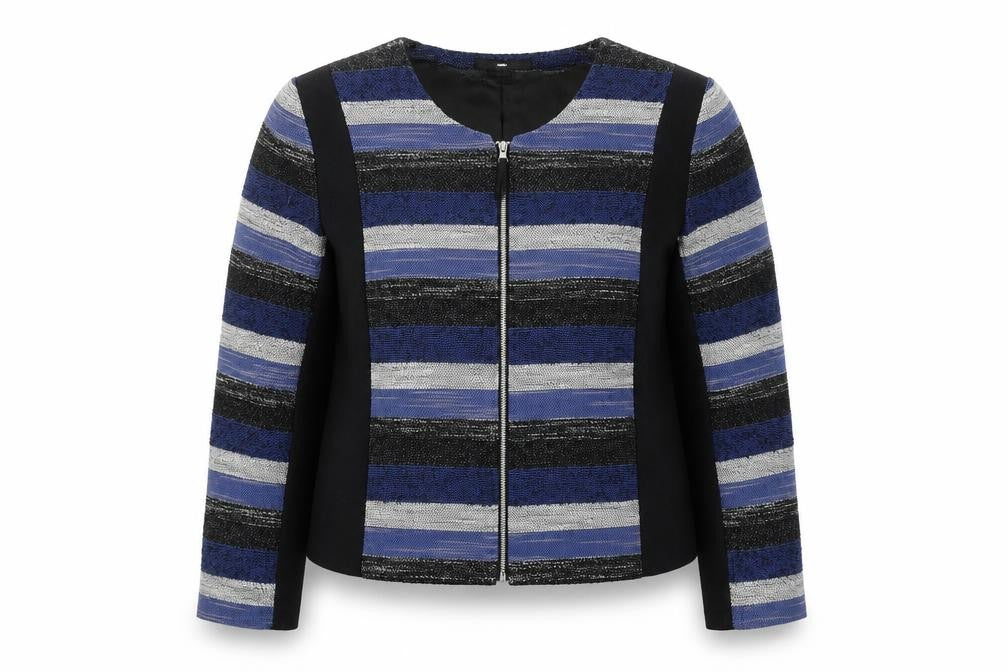 H&M Womens Multicoloured Striped Jacket Size 16 Zip