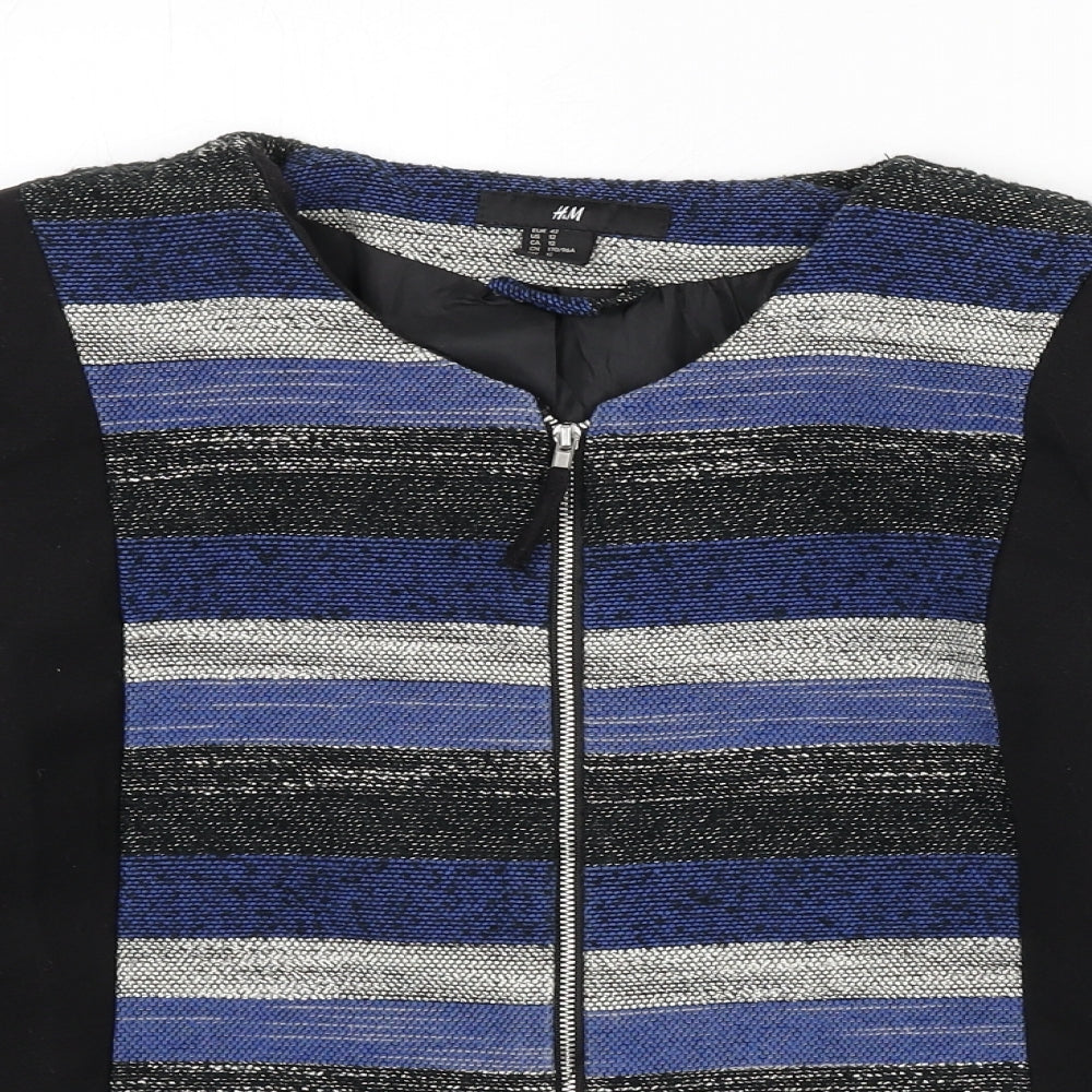 H&M Womens Multicoloured Striped Jacket Size 16 Zip
