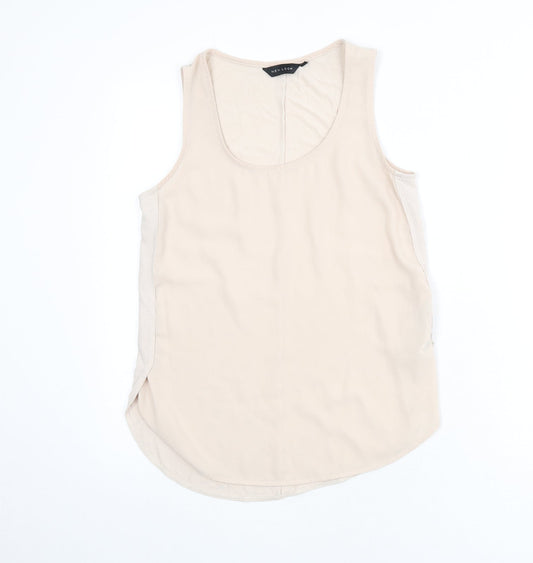 New Look Womens Beige Polyester Basic Tank Size 8 Scoop Neck