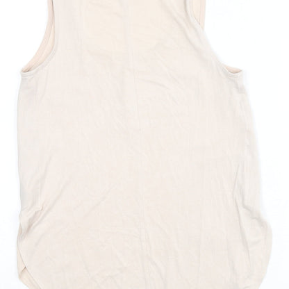 New Look Womens Beige Polyester Basic Tank Size 8 Scoop Neck