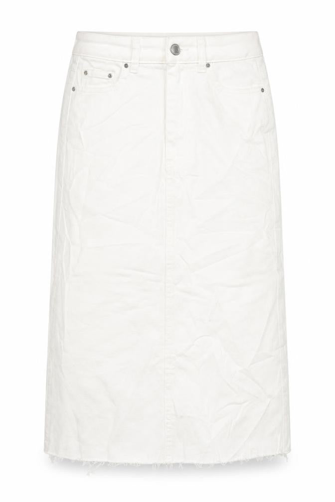 Marks & Spencer Womens White Cotton A-Line Skirt Size 6 Zip - Pockets