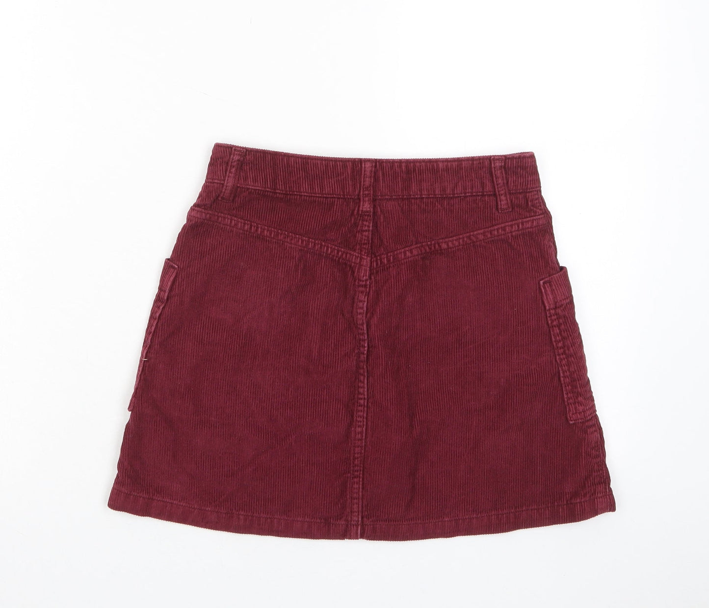 Topshop Womens Red Cotton A-Line Skirt Size 6 Zip - Pockets