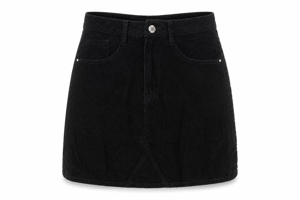 Denim & Co. Womens Black Polyester A-Line Skirt Size 6 Zip