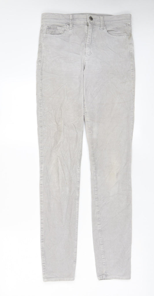 Gap Womens Grey Cotton Trousers Size 28 in L32 in Regular Zip - Pockets