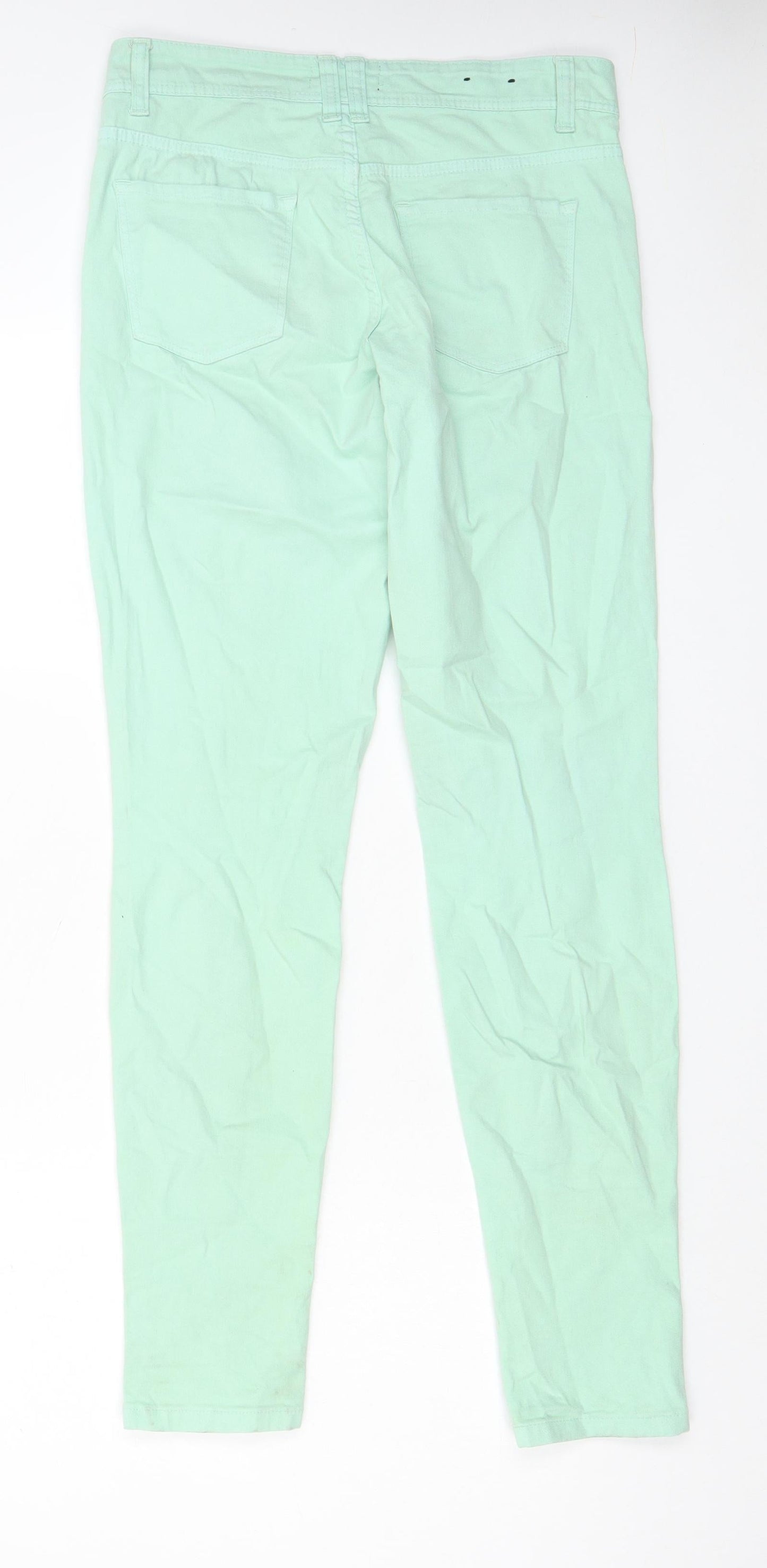 YesYes Womens Green Cotton Skinny Jeans Size 12 L31 in Regular Zip - Pockets