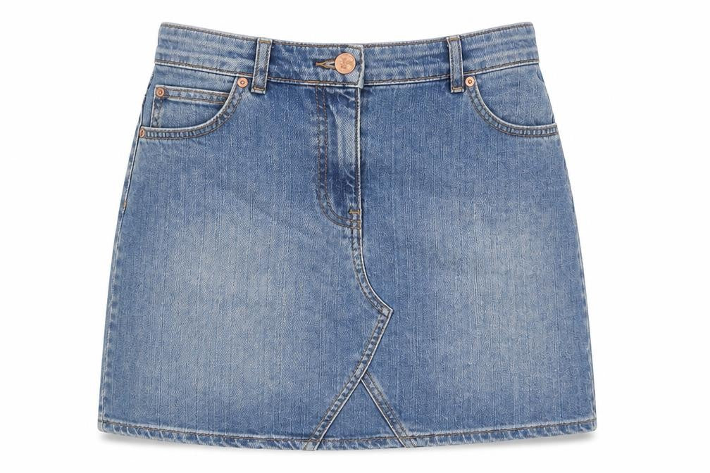 Oasis Womens Blue Cotton A-Line Skirt Size 8 Zip - Pockets