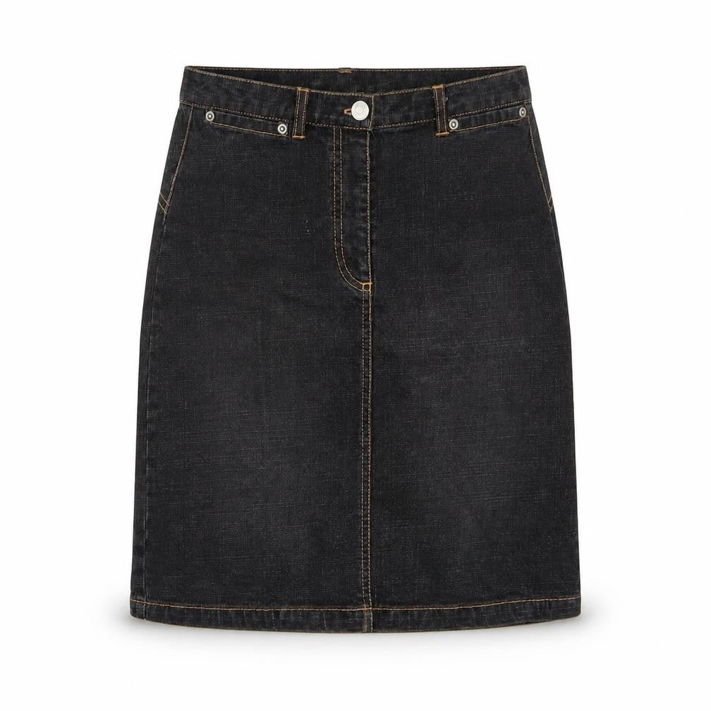 Look Womens Blue Cotton A-Line Skirt Size 8 Zip - Pockets
