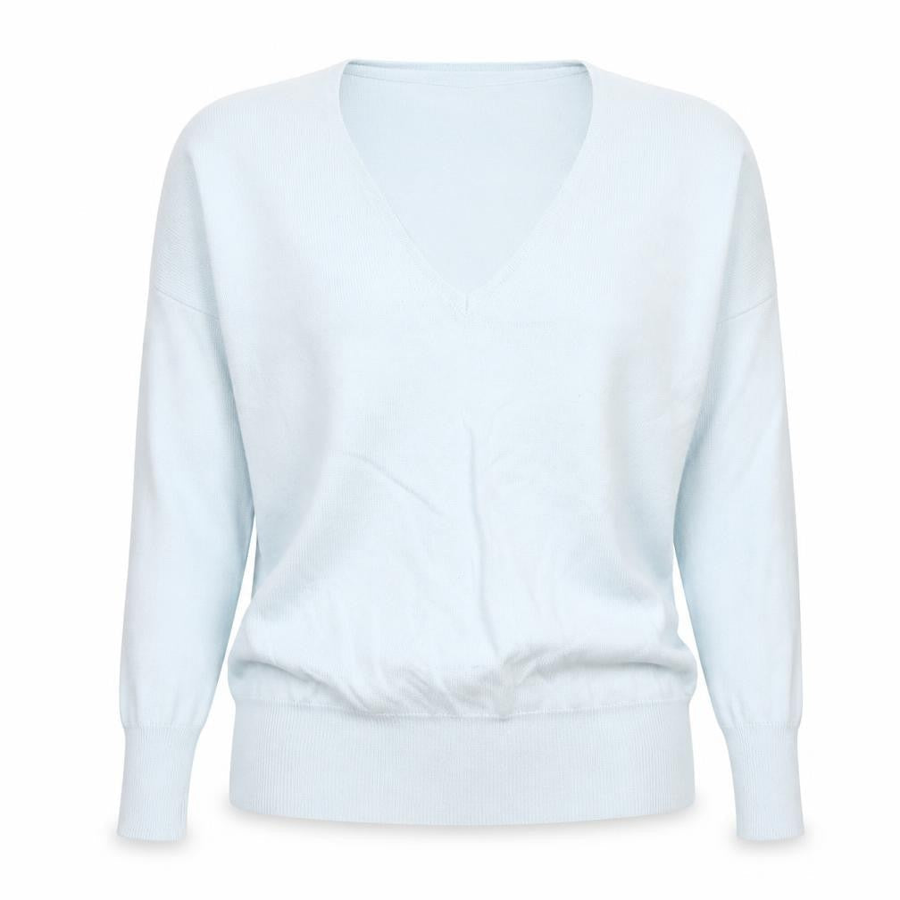 Capsule Womens Blue V-Neck Viscose Pullover Jumper Size 12