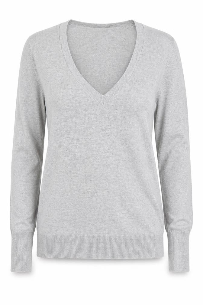 Dorothy Perkins Womens Grey V-Neck Cotton Pullover Jumper Size 12