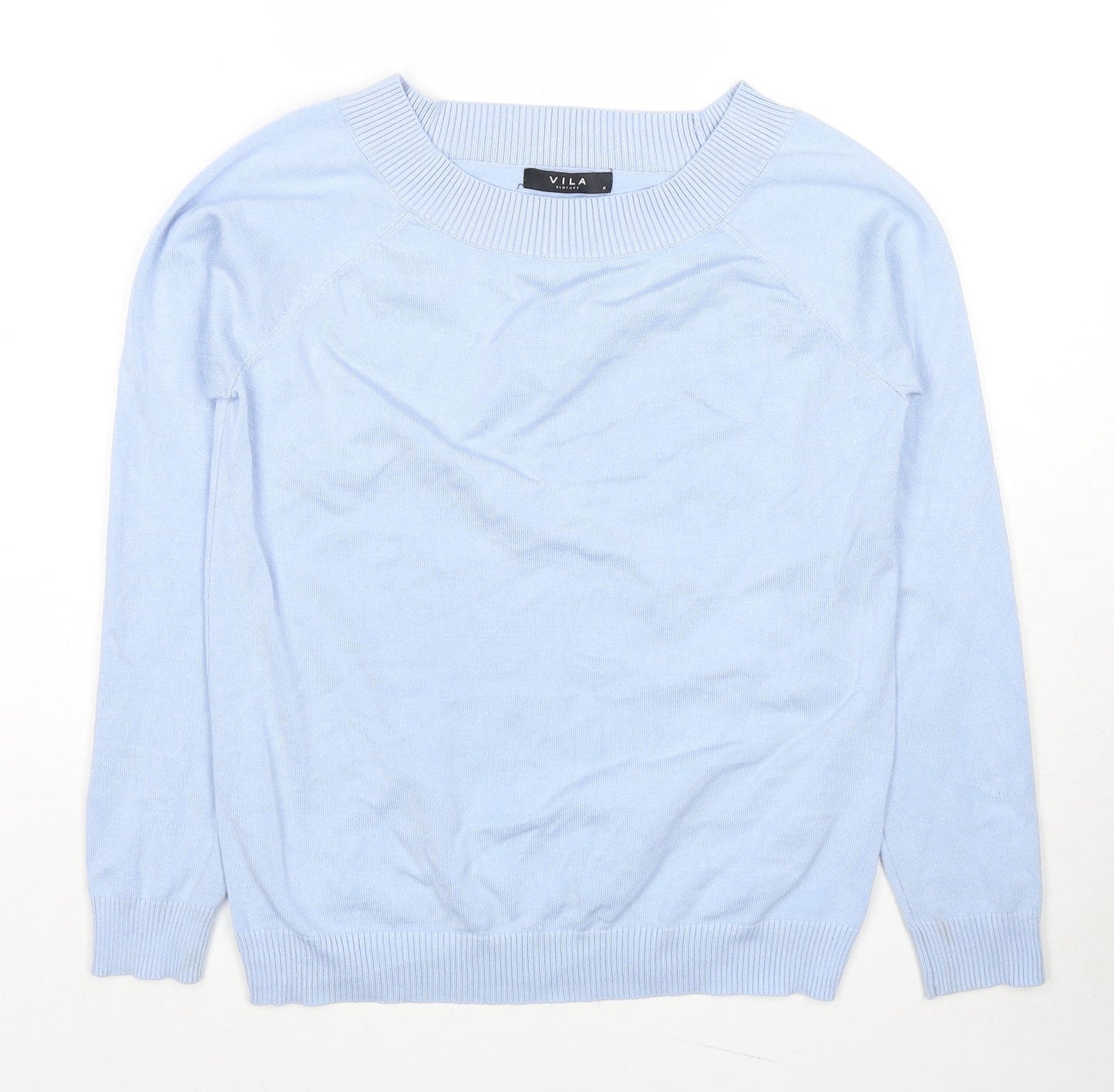 VILA Womens Blue Round Neck Viscose Pullover Jumper Size M