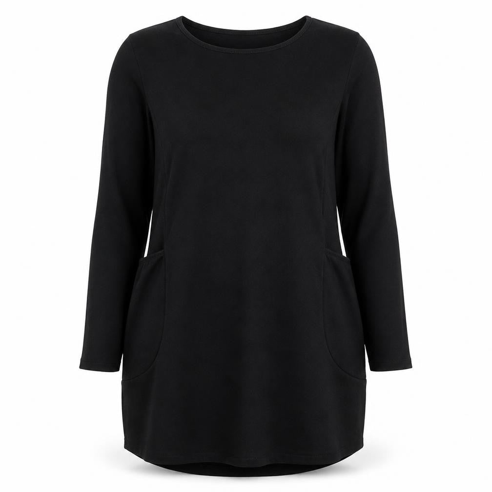 Kidsform Womens Black Polyester Jumper Dress Size M Round Neck Pullover - Pockets