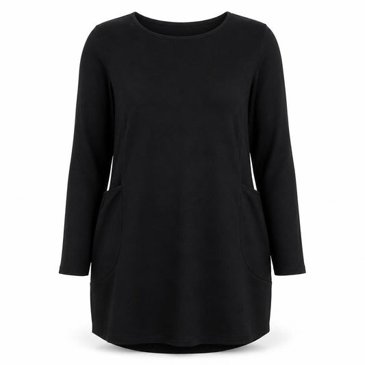 Kidsform Womens Black Polyester Jumper Dress Size M Round Neck Pullover - Pockets