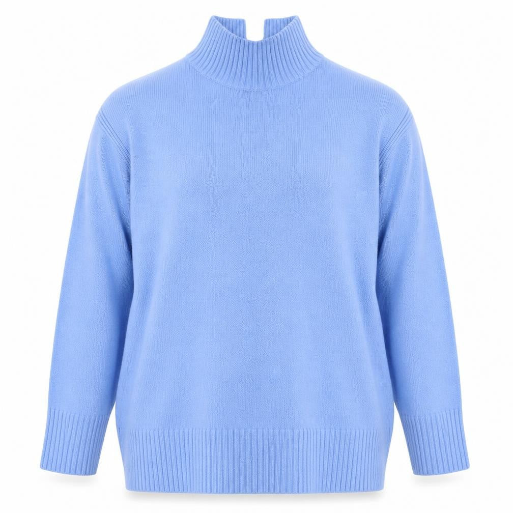 H&M Womens Blue Mock Neck Acrylic Tunic Jumper Size M