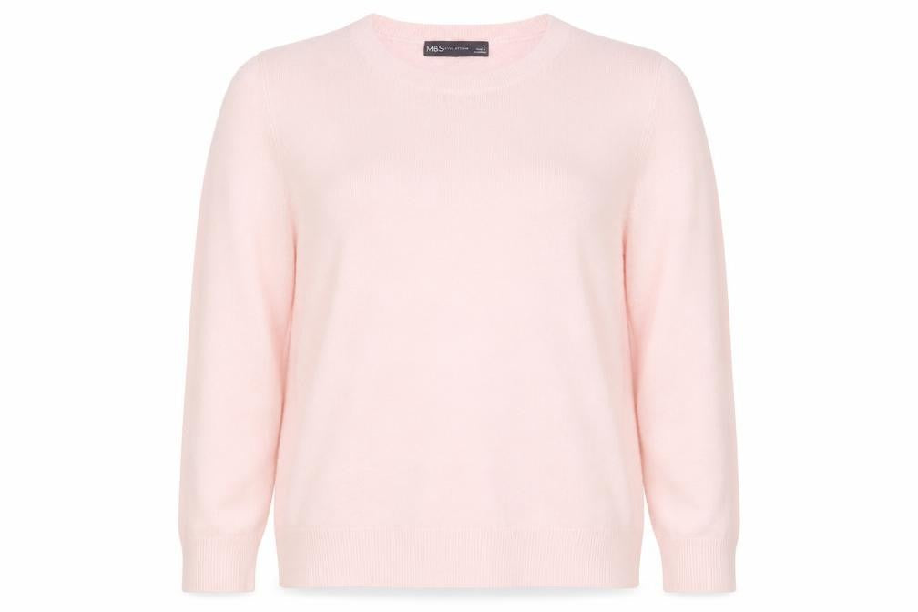 Marks & Spencer Womens Pink Round Neck Acrylic Pullover Jumper Size 14