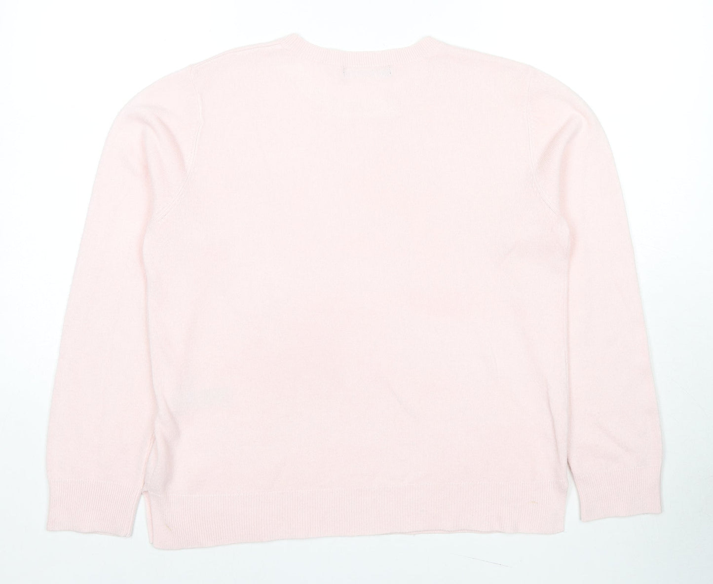 Marks and Spencer Womens Pink Round Neck Acrylic Pullover Jumper Size 14