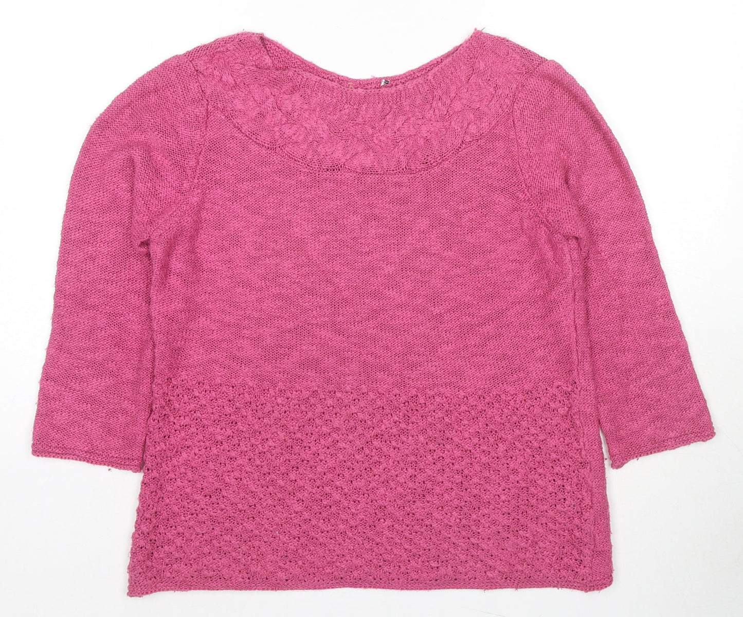 Marks and Spencer Womens Pink Round Neck Acrylic Pullover Jumper Size 12