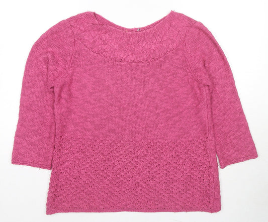 Marks and Spencer Womens Pink Round Neck Acrylic Pullover Jumper Size 12