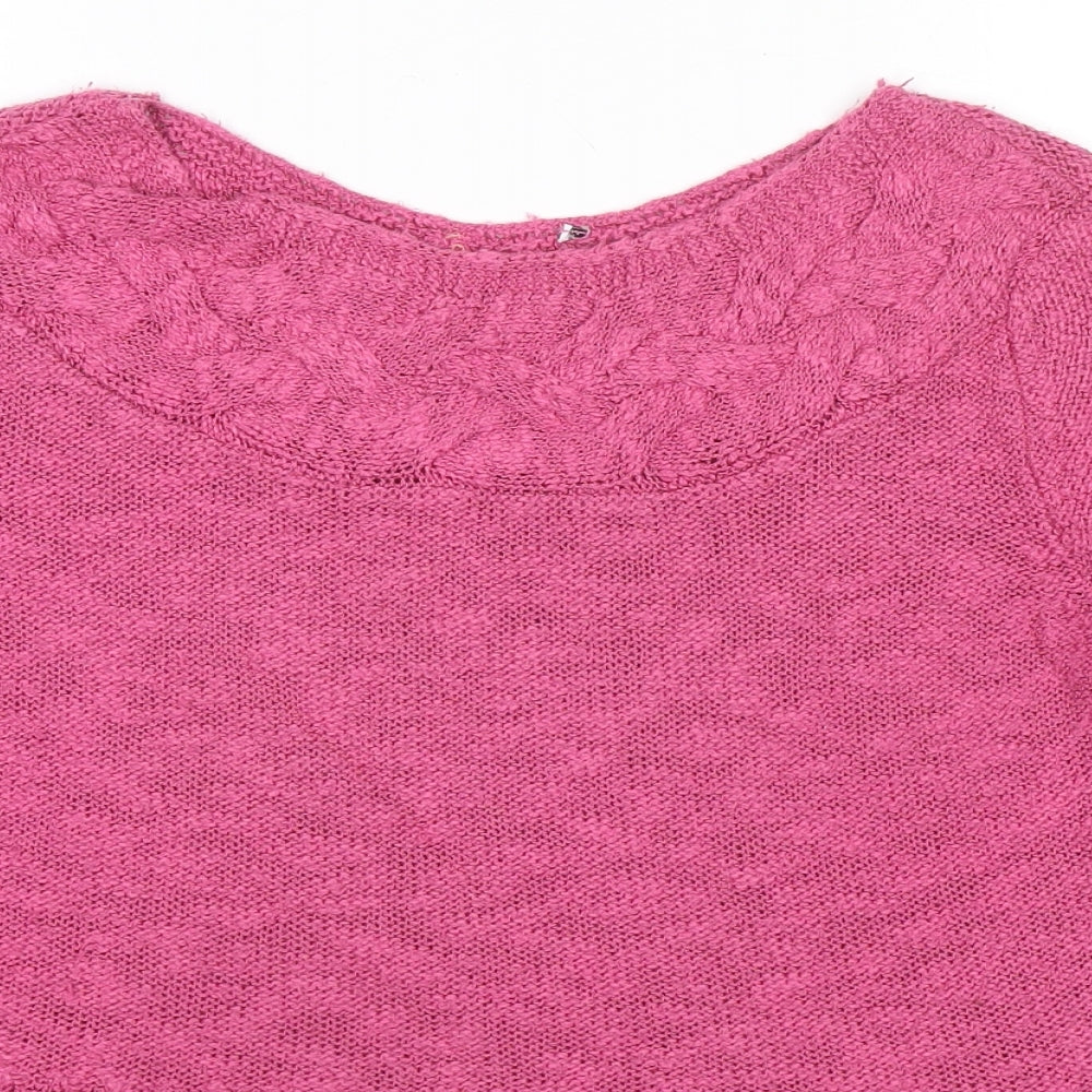 Marks and Spencer Womens Pink Round Neck Acrylic Pullover Jumper Size 12