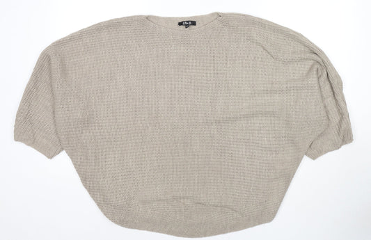 Ellie B Womens Brown Boat Neck Polyester Pullover Jumper One Size