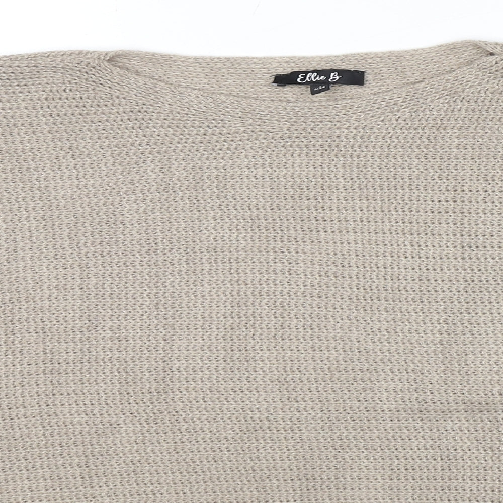 Ellie B Womens Brown Boat Neck Polyester Pullover Jumper One Size