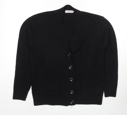 Choice Womens Black V-Neck Acrylic Cardigan Jumper Size L